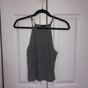 Gray Knitted Crop Top